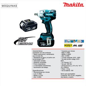 LLAVE IMPACTO BATERIA 18V MAK